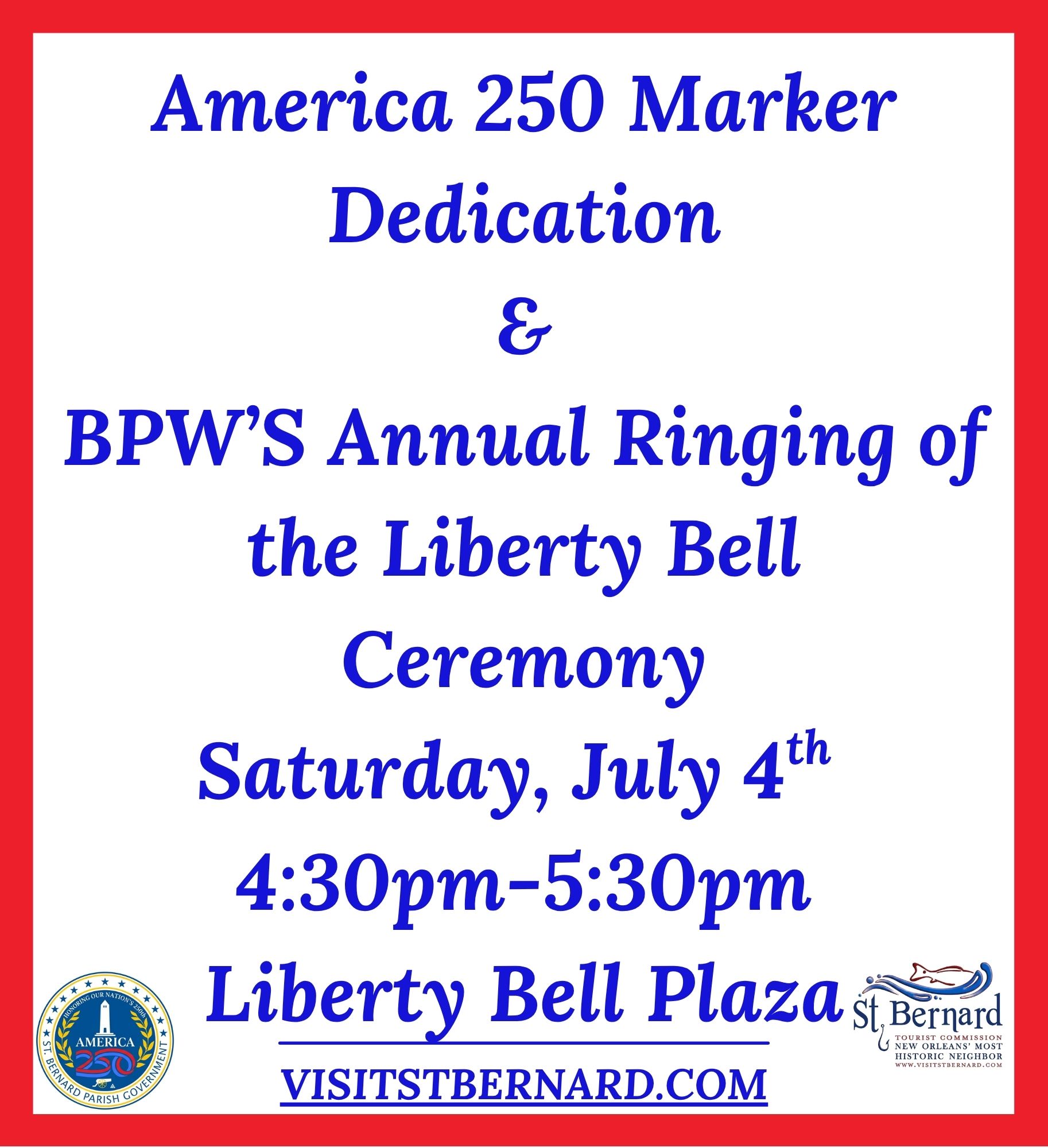 America 250 Marker Dedication & St. Bernard BPW’s Ringing of the Liberty Bell Ceremony